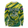Australian Diamonds Netball Long Sleeve Shirt Sharp Abstract Slash Pattern With Netball Graphic Art