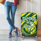 Australian Diamonds Netball Luggage Cover Sharp Abstract Slash Pattern With Netball Graphic Art