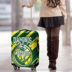 Australian Diamonds Netball Luggage Cover Sharp Abstract Slash Pattern With Netball Graphic Art