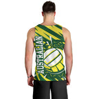 Australian Diamonds Netball Men Tank Top Sharp Abstract Slash Pattern With Netball Graphic Art
