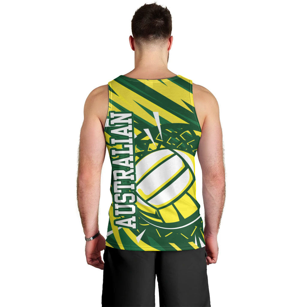 Australian Diamonds Netball Men Tank Top Sharp Abstract Slash Pattern With Netball Graphic Art