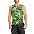 Australian Diamonds Netball Men Tank Top Sharp Abstract Slash Pattern With Netball Graphic Art