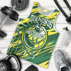 Australian Diamonds Netball Men Tank Top Sharp Abstract Slash Pattern With Netball Graphic Art