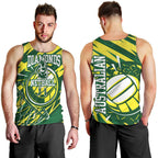 Australian Diamonds Netball Men Tank Top Sharp Abstract Slash Pattern With Netball Graphic Art