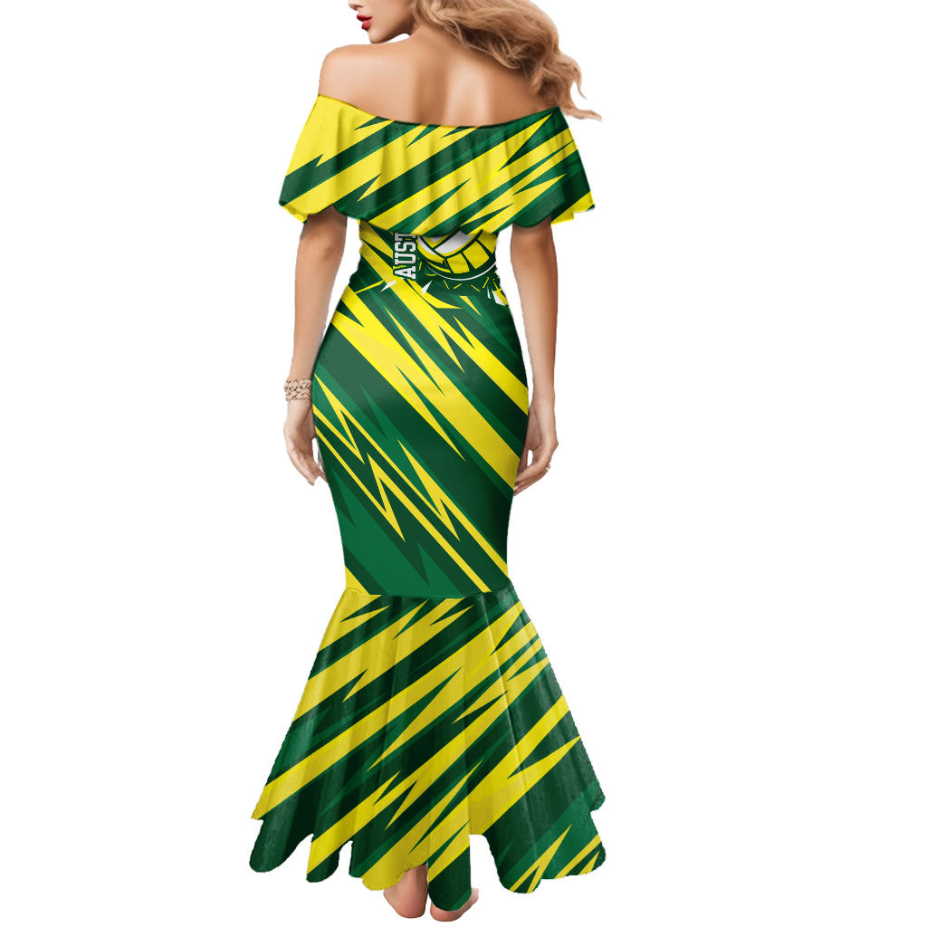 Australian Diamonds Netball Mermaid Dress Sharp Abstract Slash Pattern With Netball Graphic Art