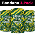Australian Diamonds Netball Neck Gaiter Sharp Abstract Slash Pattern With Netball Graphic Art