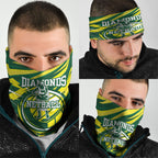 Australian Diamonds Netball Neck Gaiter Sharp Abstract Slash Pattern With Netball Graphic Art