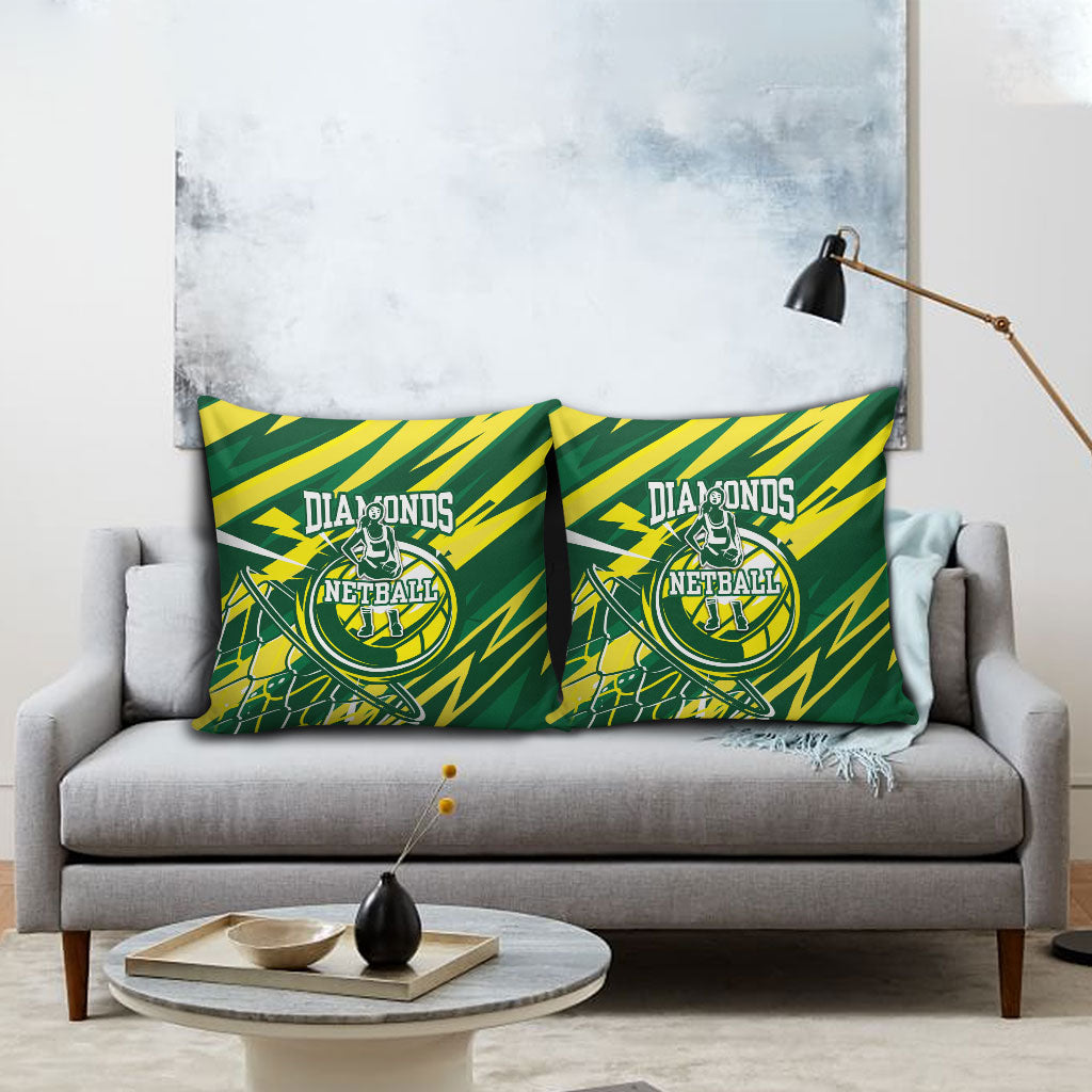 Australian Diamonds Netball Pillow Cover Sharp Abstract Slash Pattern With Netball Graphic Art