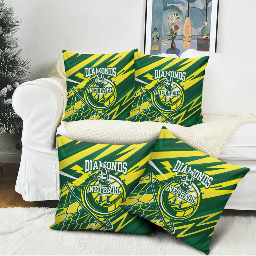 Australian Diamonds Netball Pillow Cover Sharp Abstract Slash Pattern With Netball Graphic Art