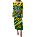 Australian Diamonds Netball Puletasi Sharp Abstract Slash Pattern With Netball Graphic Art
