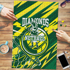 Australian Diamonds Netball Puzzle Sharp Abstract Slash Pattern With Netball Graphic Art