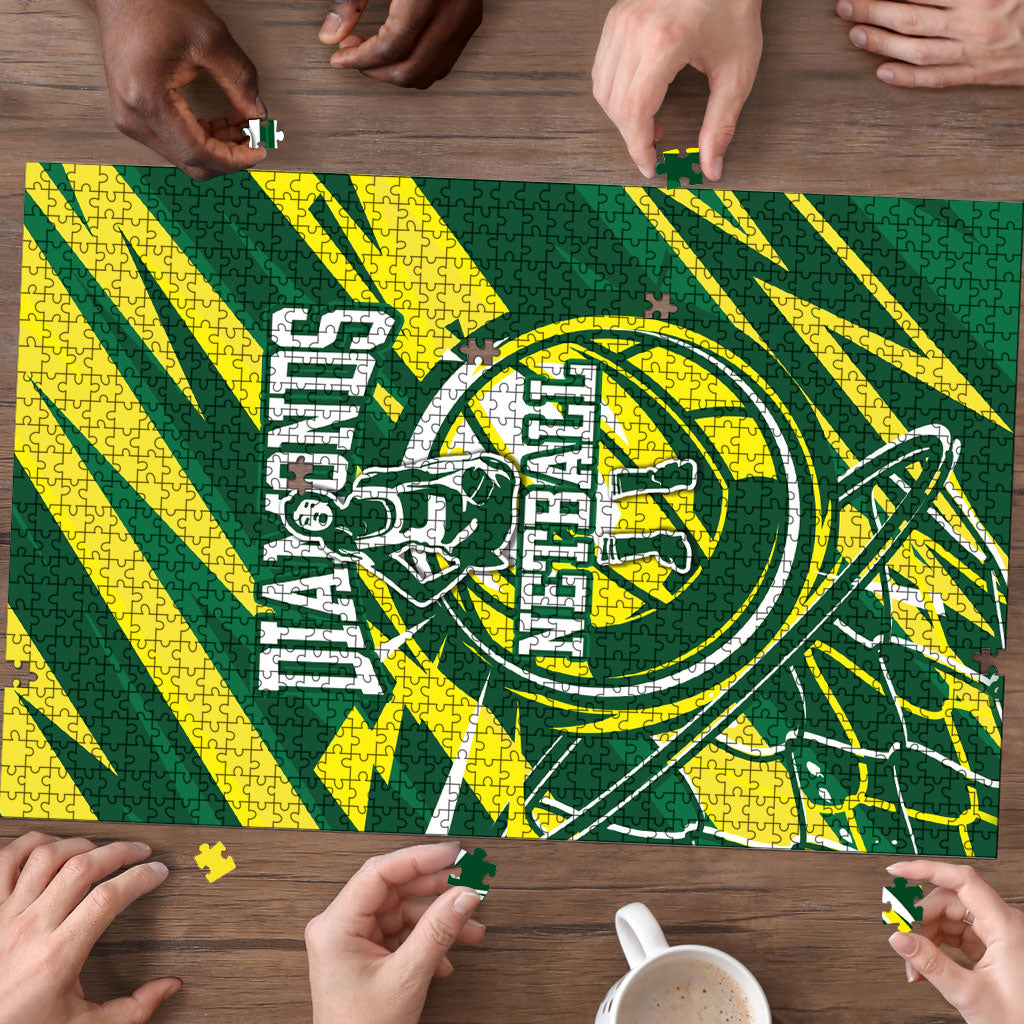 Australian Diamonds Netball Puzzle Sharp Abstract Slash Pattern With Netball Graphic Art