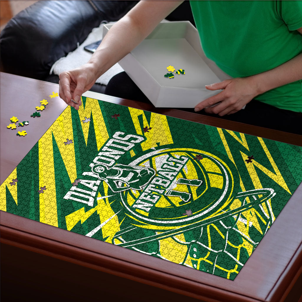 Australian Diamonds Netball Puzzle Sharp Abstract Slash Pattern With Netball Graphic Art