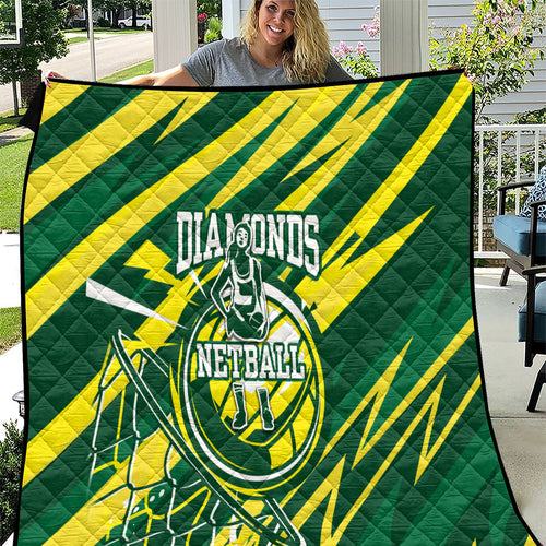 Australian Diamonds Netball Quilt Sharp Abstract Slash Pattern With Netball Graphic Art