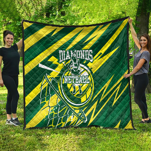 Australian Diamonds Netball Quilt Sharp Abstract Slash Pattern With Netball Graphic Art