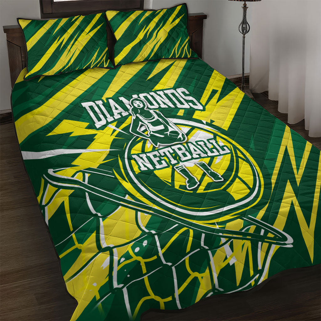 Australian Diamonds Netball Quilt Bed Set Sharp Abstract Slash Pattern With Netball Graphic Art