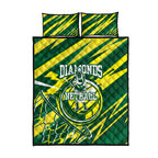 Australian Diamonds Netball Quilt Bed Set Sharp Abstract Slash Pattern With Netball Graphic Art