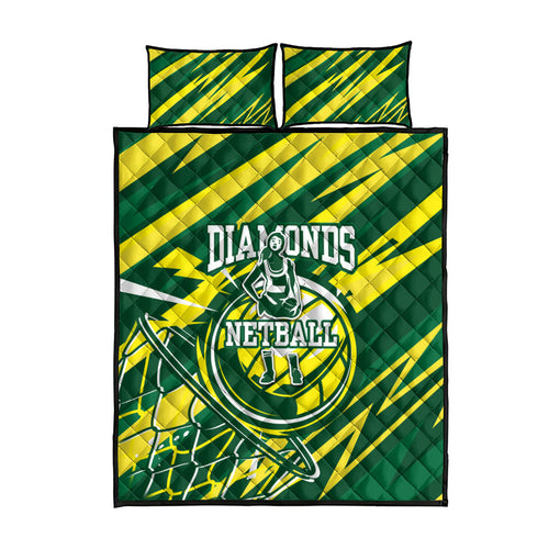 Australian Diamonds Netball Quilt Bed Set Sharp Abstract Slash Pattern With Netball Graphic Art