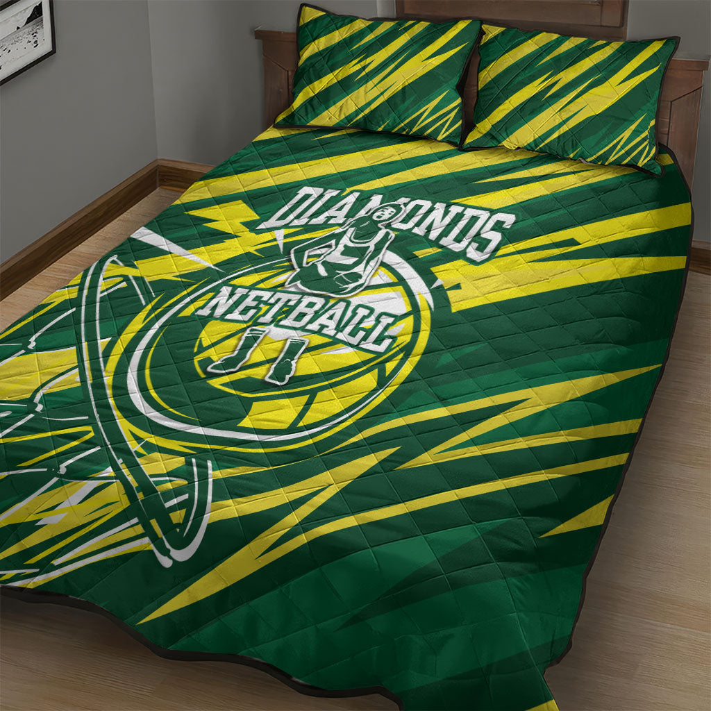 Australian Diamonds Netball Quilt Bed Set Sharp Abstract Slash Pattern With Netball Graphic Art