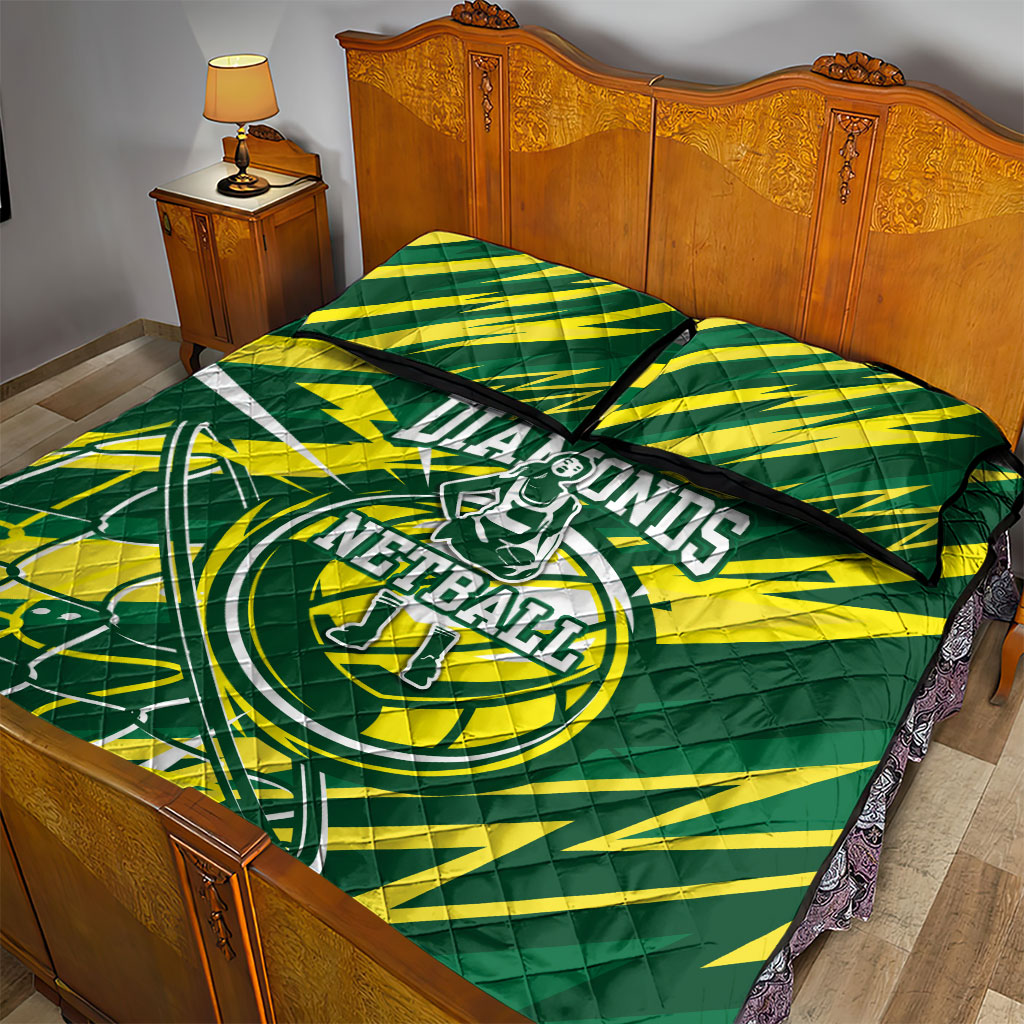 Australian Diamonds Netball Quilt Bed Set Sharp Abstract Slash Pattern With Netball Graphic Art