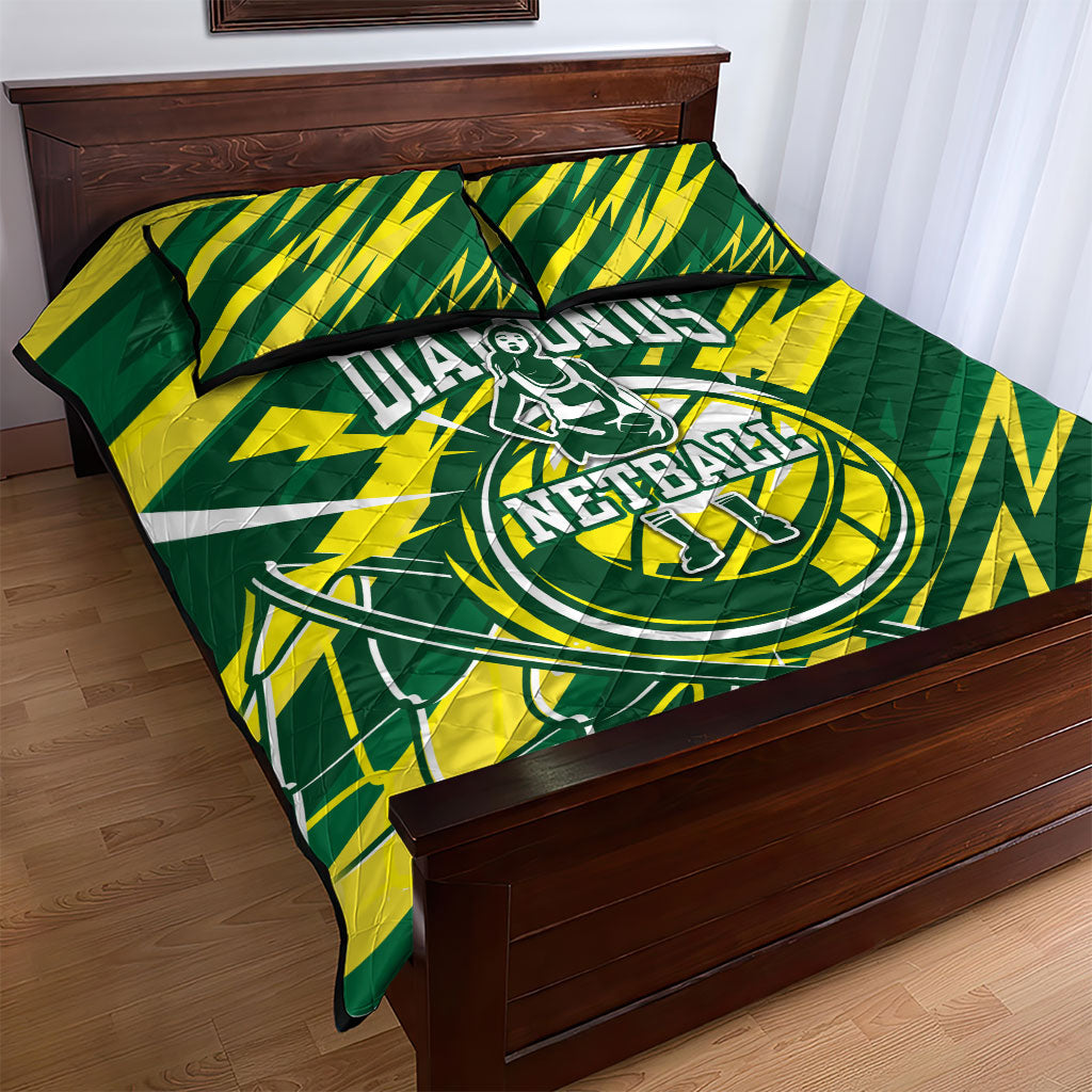 Australian Diamonds Netball Quilt Bed Set Sharp Abstract Slash Pattern With Netball Graphic Art