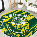 Australian Diamonds Netball Round Carpet Sharp Abstract Slash Pattern With Netball Graphic Art