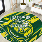 Australian Diamonds Netball Round Carpet Sharp Abstract Slash Pattern With Netball Graphic Art