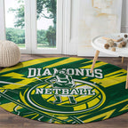 Australian Diamonds Netball Round Carpet Sharp Abstract Slash Pattern With Netball Graphic Art