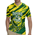 Australian Diamonds Netball Rugby Jersey Sharp Abstract Slash Pattern With Netball Graphic Art