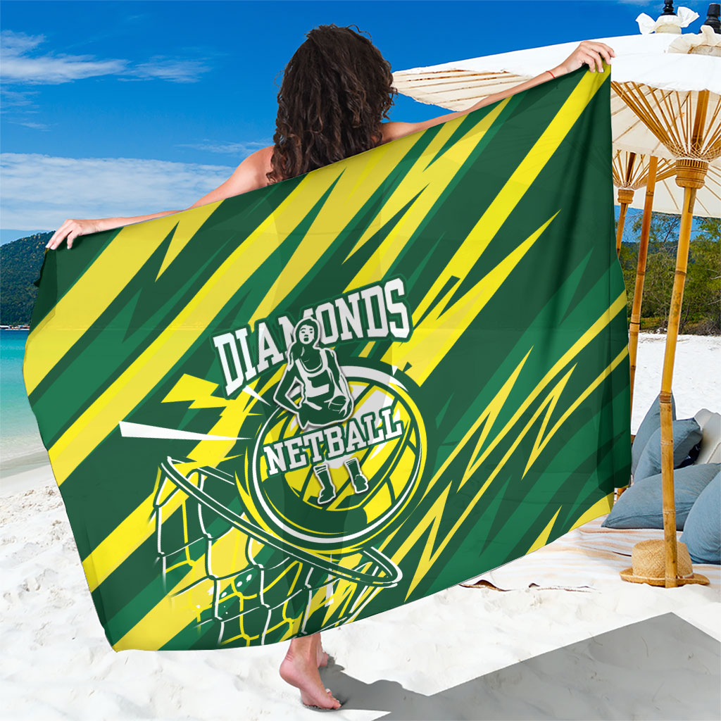 Australian Diamonds Netball Sarong Sharp Abstract Slash Pattern With Netball Graphic Art