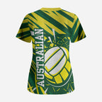 Australian Diamonds Netball Scrub Top Sharp Abstract Slash Pattern With Netball Graphic Art
