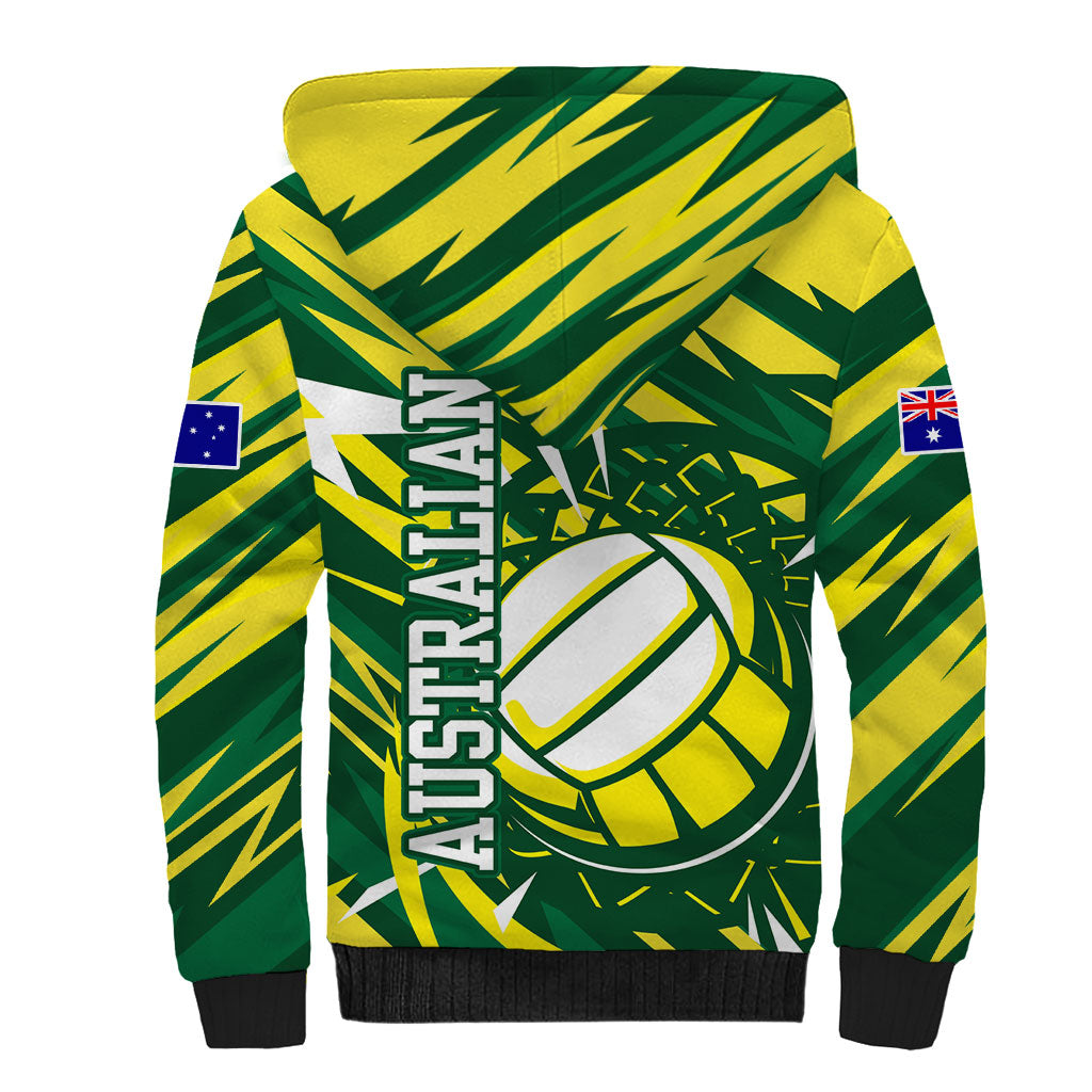 Australian Diamonds Netball Sherpa Hoodie Sharp Abstract Slash Pattern With Netball Graphic Art