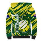 Australian Diamonds Netball Sherpa Hoodie Sharp Abstract Slash Pattern With Netball Graphic Art