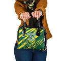 Australian Diamonds Netball Shoulder Handbag Sharp Abstract Slash Pattern With Netball Graphic Art