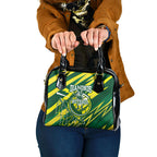 Australian Diamonds Netball Shoulder Handbag Sharp Abstract Slash Pattern With Netball Graphic Art