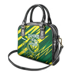 Australian Diamonds Netball Shoulder Handbag Sharp Abstract Slash Pattern With Netball Graphic Art