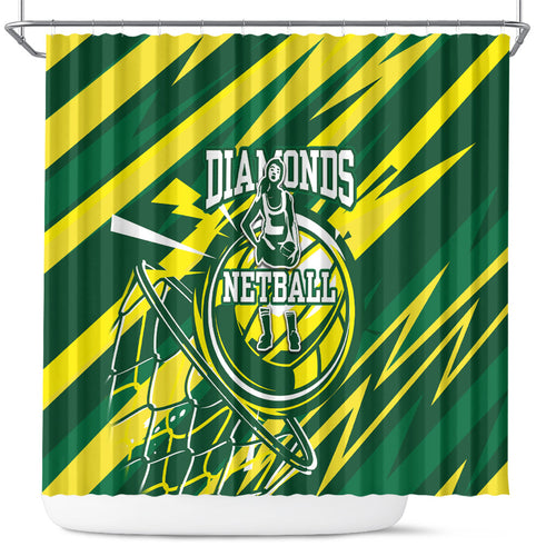 Australian Diamonds Netball Shower Curtain Sharp Abstract Slash Pattern With Netball Graphic Art