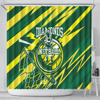 Australian Diamonds Netball Shower Curtain Sharp Abstract Slash Pattern With Netball Graphic Art
