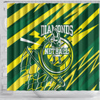 Australian Diamonds Netball Shower Curtain Sharp Abstract Slash Pattern With Netball Graphic Art