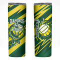 Australian Diamonds Netball Skinny Tumbler Sharp Abstract Slash Pattern With Netball Graphic Art