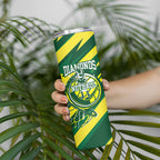 Australian Diamonds Netball Skinny Tumbler Sharp Abstract Slash Pattern With Netball Graphic Art