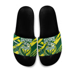 Australian Diamonds Netball Slide Sandals Sharp Abstract Slash Pattern With Netball Graphic Art