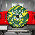 Australian Diamonds Netball Spare Tire Cover Sharp Abstract Slash Pattern With Netball Graphic Art