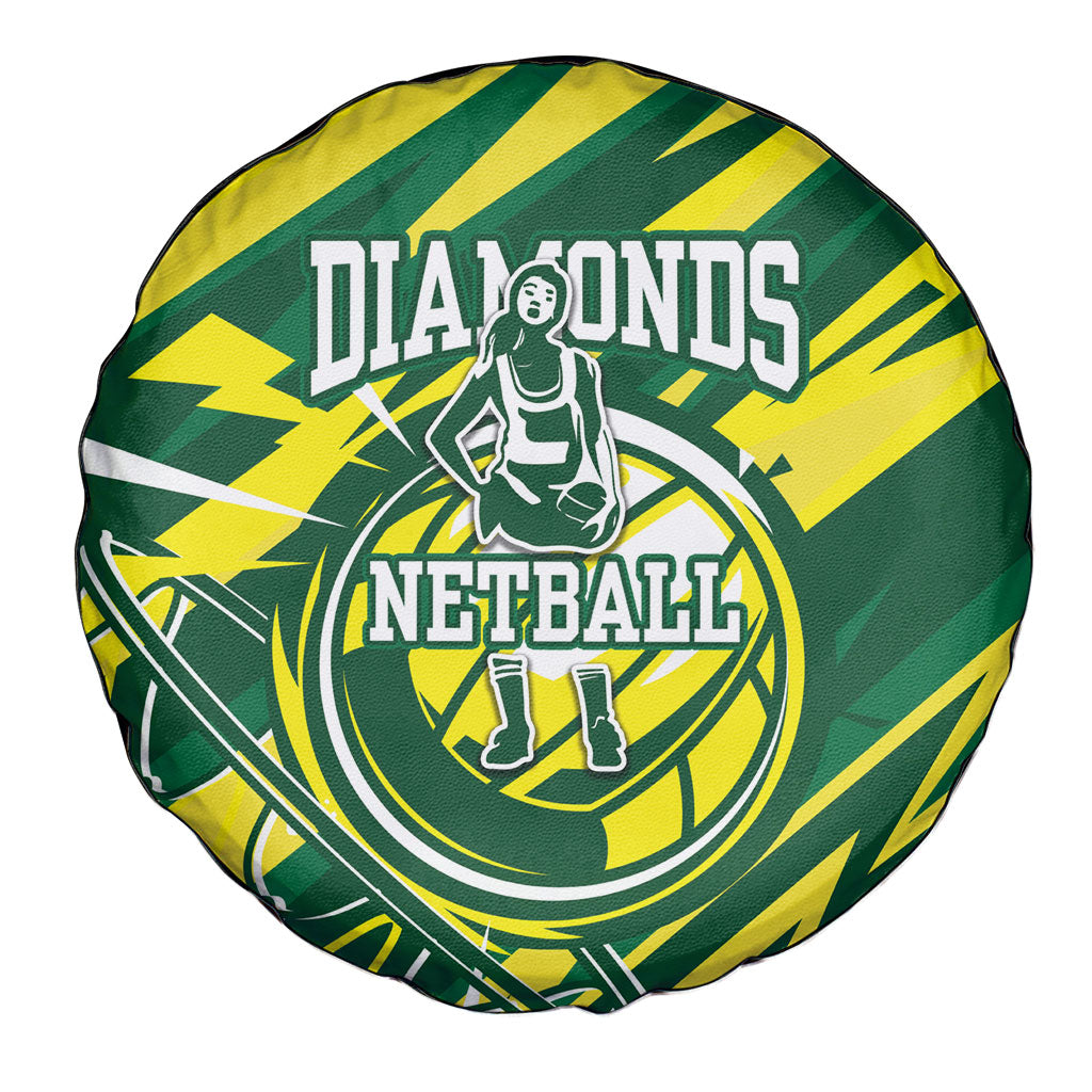Australian Diamonds Netball Spare Tire Cover Sharp Abstract Slash Pattern With Netball Graphic Art