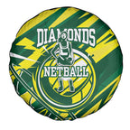 Australian Diamonds Netball Spare Tire Cover Sharp Abstract Slash Pattern With Netball Graphic Art
