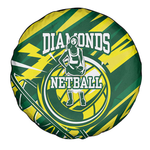 Australian Diamonds Netball Spare Tire Cover Sharp Abstract Slash Pattern With Netball Graphic Art