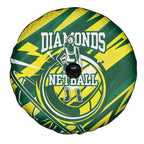 Australian Diamonds Netball Spare Tire Cover Sharp Abstract Slash Pattern With Netball Graphic Art