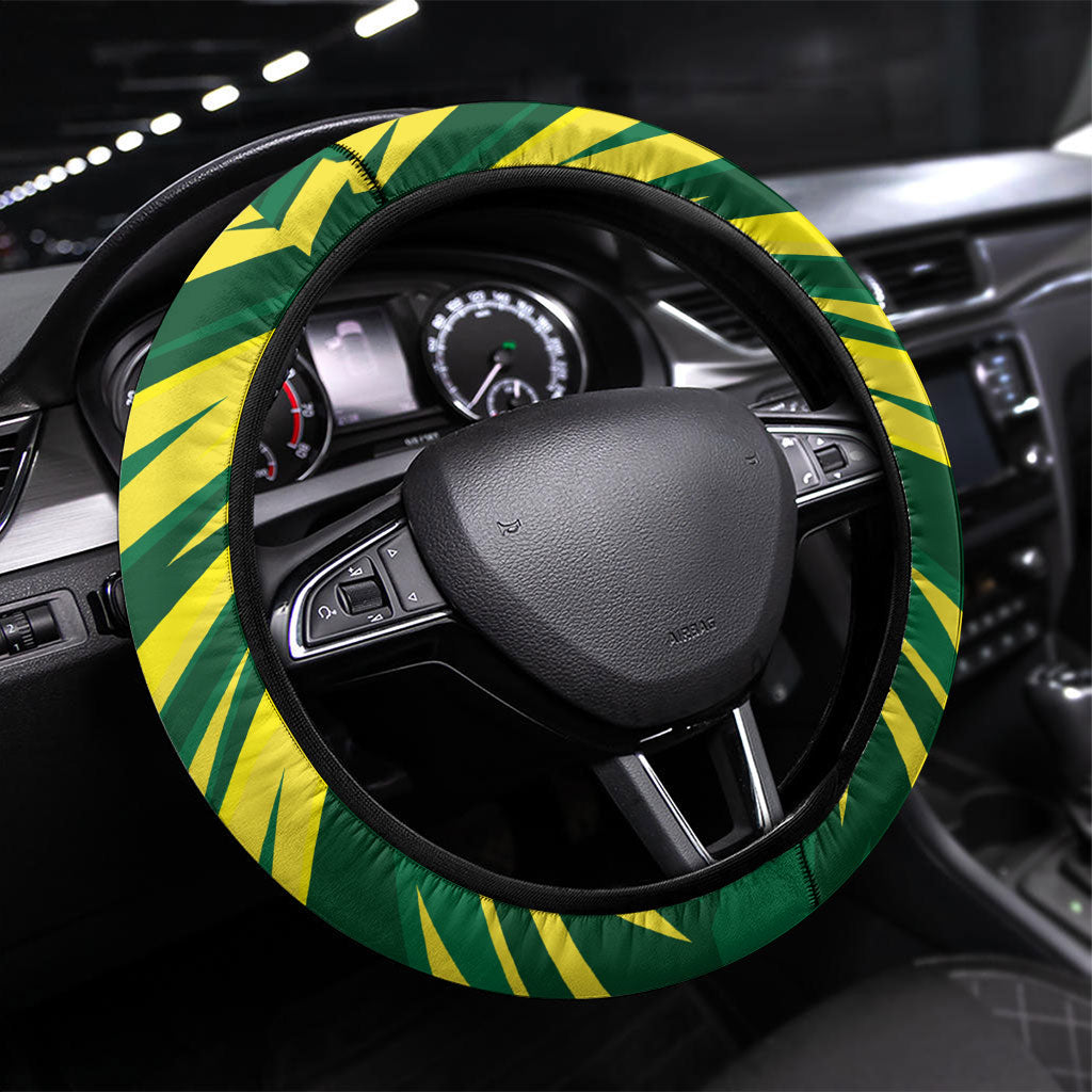Australian Diamonds Netball Steering Wheel Cover Sharp Abstract Slash Pattern With Netball Graphic Art