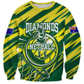 Australian Diamonds Netball Sweatshirt Sharp Abstract Slash Pattern With Netball Graphic Art