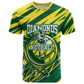 Australian Diamonds Netball T Shirt Sharp Abstract Slash Pattern With Netball Graphic Art
